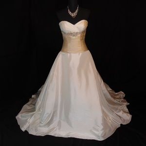 White and blush Casablanca Wedding dress